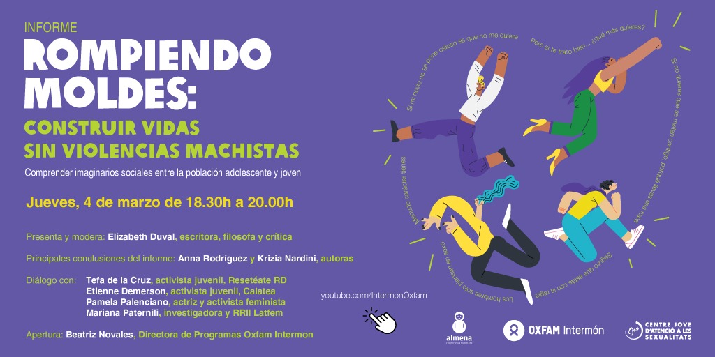 Las #violenciasmachistas entre las personas jóvenes y adolescentes son una realidad. Hablaremos de ello. 

⏳¡Ya queda menos y contamos con un cartel de lujo! Te esperamos ✊💜

🗓️Jueves 4, 18:30h
👉En nuestro canal: youtu.be/uoaZ3wotfFo 

Presenta y modera: @lysduval