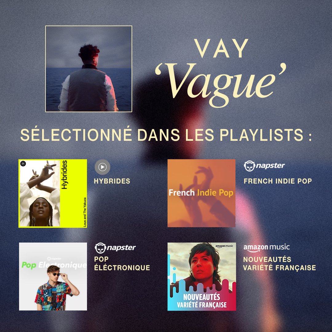 Nouvelles playlists pour Vague ! 
Merci à YouTube Music, Napster et Amazon Music France.
Pour écouter mon premier single : vaymusic.lnk.to/Vague
Et revoir mon clip : youtu.be/8EZWi_MnWQ8