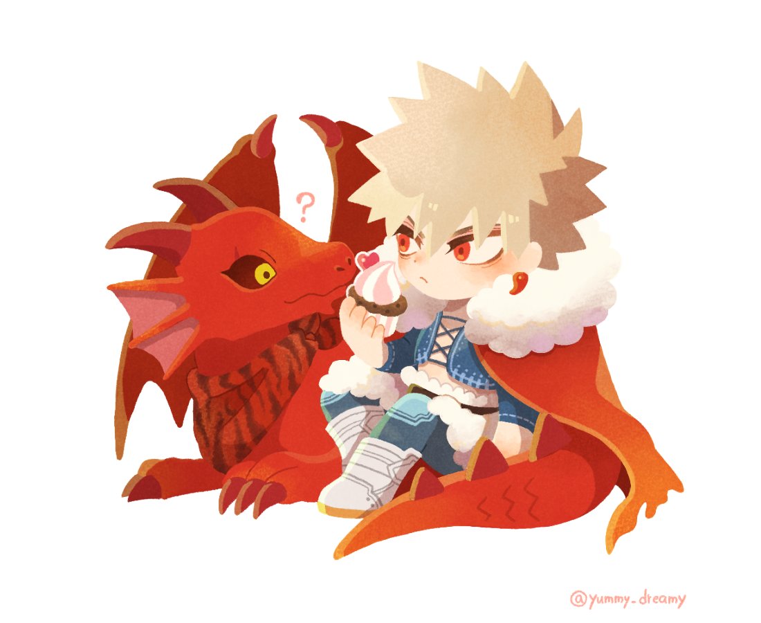 bakugou katsuki spiked hair dragon male focus blonde hair red eyes sitting earrings  illustration images