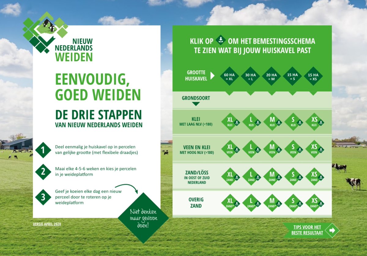 #Weidegang | Nieuw Nederlands Weiden: voor melkveehouders die met een eenvoudig en goed inpasbaar systeem meer vers gras willen omzetten naar melk. Download de PDF 👉 edepot.wur.nl/521002