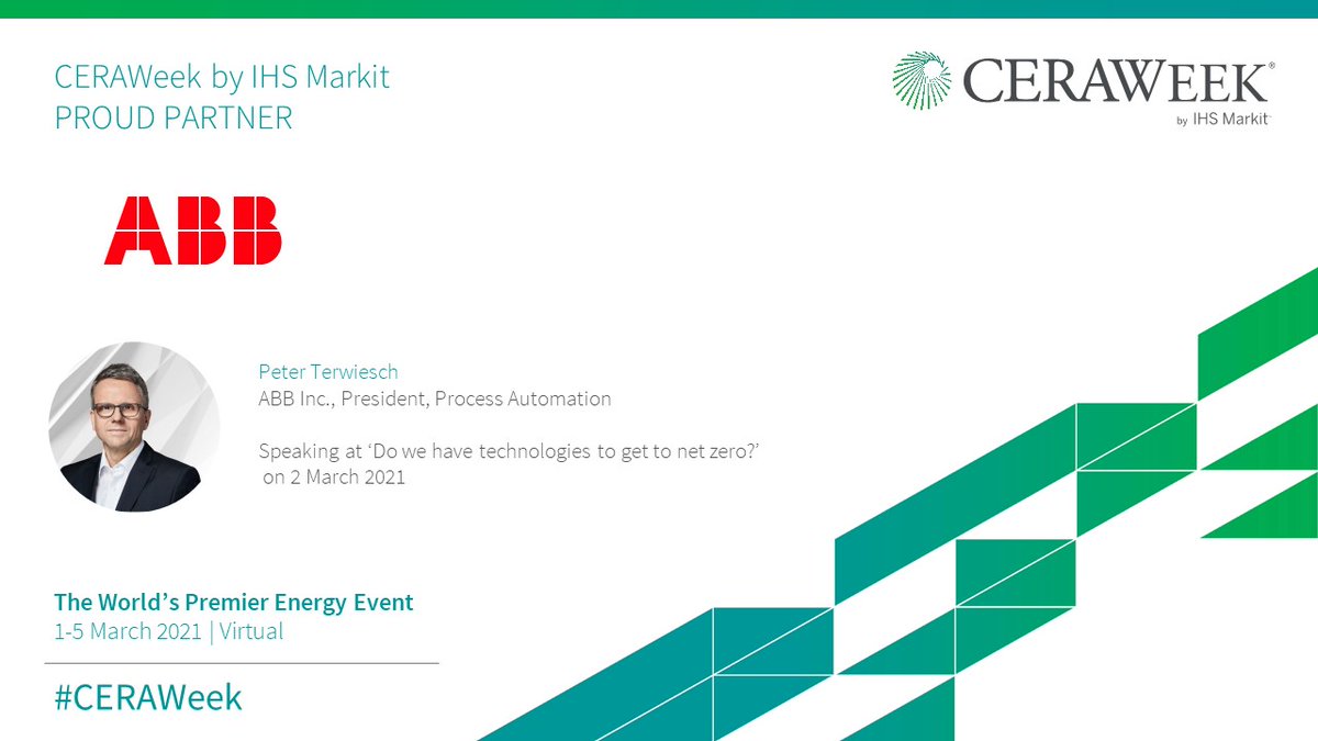 ABB_Energy's tweet photo. Do we have the technologies to get to #netzero?
Join Peter Terwiesch and panelists from #IHS, #SaudiAramco and #bp today, 2 March, from 12:30 pm - 1:00 pm (CST) / 7:30pm- 8:00pm (CET) @CERAWeek to discuss this.

https://t.co/M0SjoCls7B

#ABBEnergyIndustries #CERAWeekABB https://t.co/pxvjLR528e