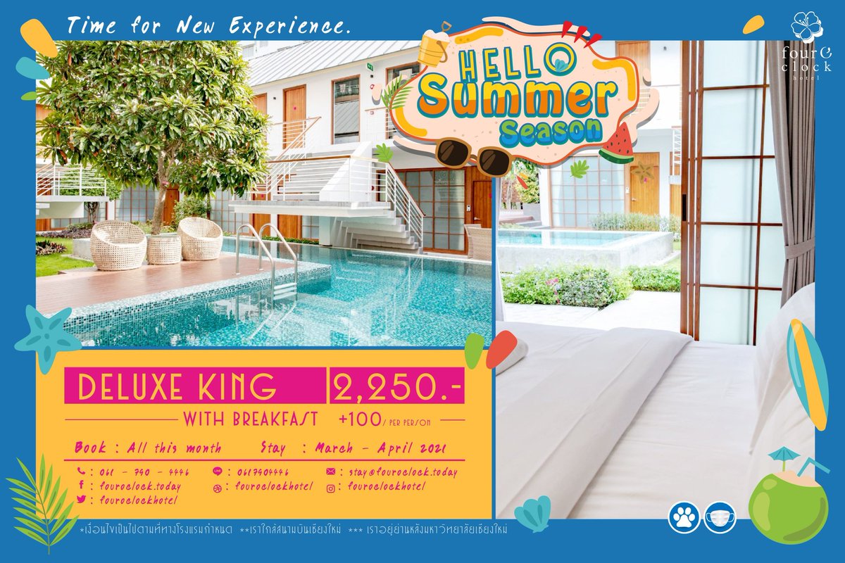 fouroclockhotel's tweet photo. #FourOclockHotel 
#TimeForNewExperience​#chiangmaihotel​#hotelchiangmai​#chiangmai #หลังมช​ #หน้าร้อน​#summer #ทีมมอชอ​ ​#หลังมอ #ที่พักเชียงใหม่  #เชียงใหม่ #swimmingpool #สระว่ายน้ำ​#Pets #สัตว์เลี้ยง #รายเดือน #monthly #march #มีนาคม #เมษายน #APRIL #โรงแรมเราใหม่มาก https://t.co/KHgBokShif