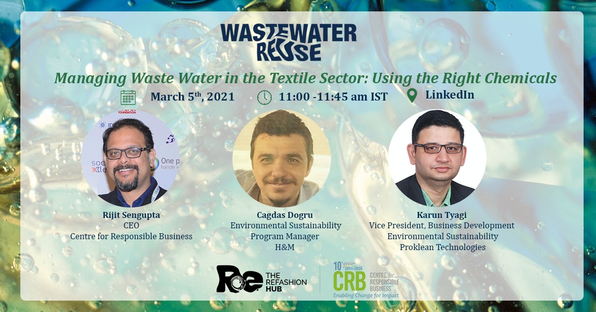Centre4RespBiz's tweet photo. 📌#LinkedIn #LIVE!

Join @Centre4RespBiz &amp; @TheRefashionHub for #Live conversation on 'Managing #WasteWater in the #Textile sector: Using the Right Chemicals' on 5th March'21 at 11am!

#CatchTheConversation here  https://t.co/sOIyxJmnwN

#CagdasDogru @hm
@KarunTyagi1978 #Proklean https://t.co/p2Q7fQO2fC
