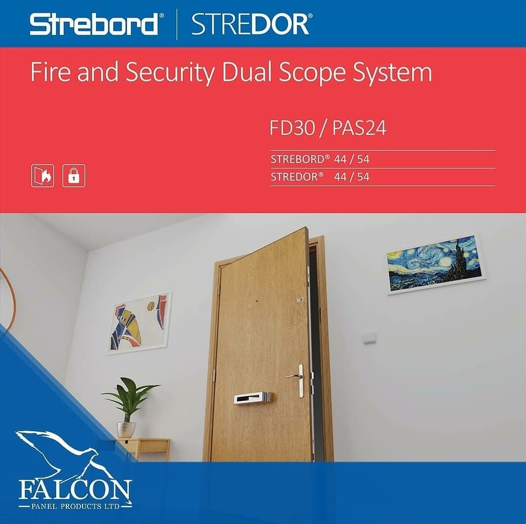 Falcontimberltd's tweet photo. #Strebord and #Stredor #fire and #security #dual #scope @BM_TRADA #QMark #certified @securedbydesign accredited #doorset system for #FD30 and #FD60 entrance door applications. Exclusively available from #Falcon Panel Products https://t.co/WKEtz7QFUC https://t.co/eBU9Xg23mq