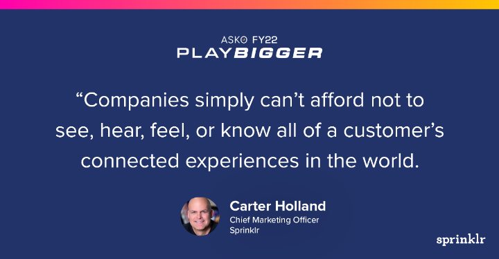 NehaSaxena5's tweet photo. .@Sprinklr helps the world's largest brands truly understand their customers, says Sprinklr CMO @carterholland at our annual sales kickoff #SprinklrPlayBigger https://t.co/lcVfNrkeAk