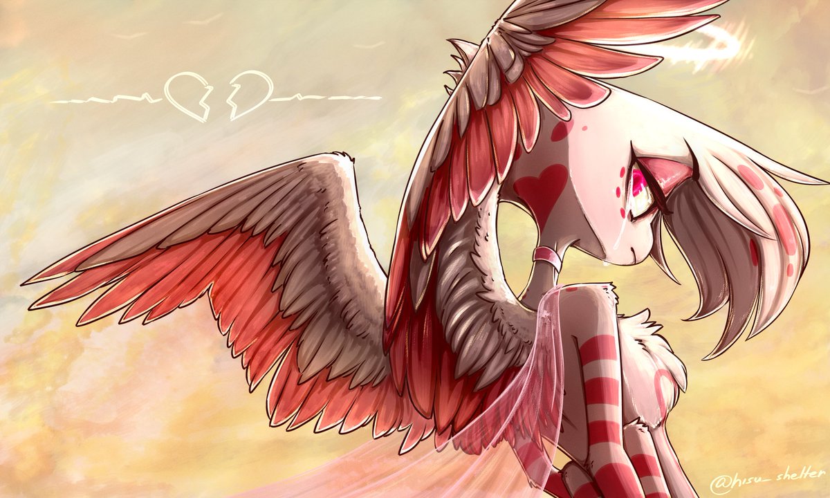 hisu_shelter's tweet photo. - "We turn our hopes up to the skies,
We'll go down with our sinking paradise..."

#HazbinHotel #HazbinHotelFanart #AngelDust https://t.co/e0lcS5Cdnm
