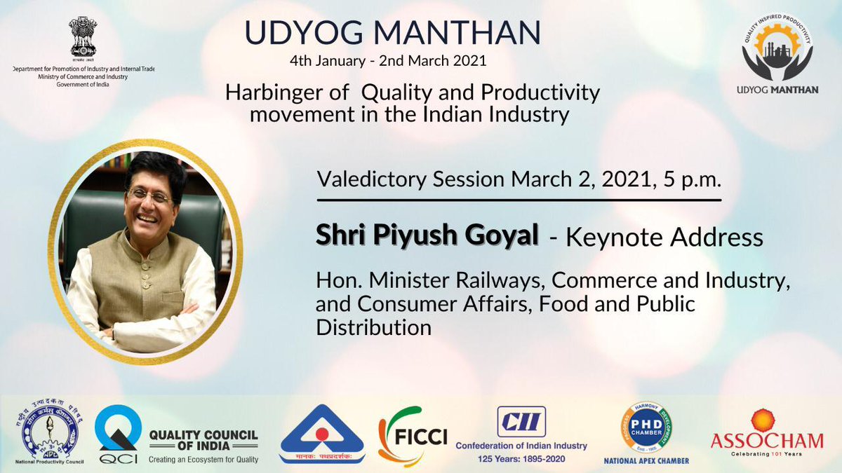 valediction of month long udyog manthan #UdyogManthan #KYP #productivity #NPC #npcindia @DIPPGOI @DoPTGoI @PMOIndia @PIB_India #webinar @minmsme @MoHFW_INDIA @MinOfPower @RailMinIndia @jagograhakjago #AtmaNirbharBharat @MoCA_GoI @ONGC_ @PetroleumMin @heindustry @pib_law