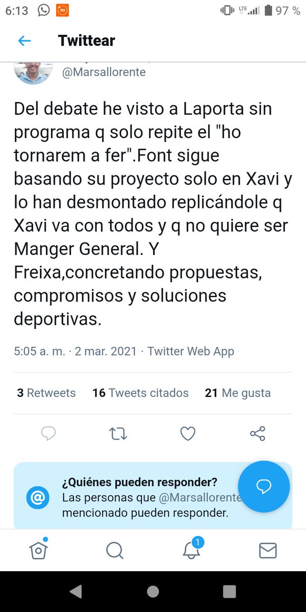 LlamarOrlando's tweet photo. Veo este tweet y me da asco no c como le siguen dando me gusta como puede decir q es del Barça este hombre y para colmo no c le puede ni comentar pq no lo permitió que sea domingo ya por favor #Freixagate #Laportapresidente https://t.co/pl8HIk2ixy