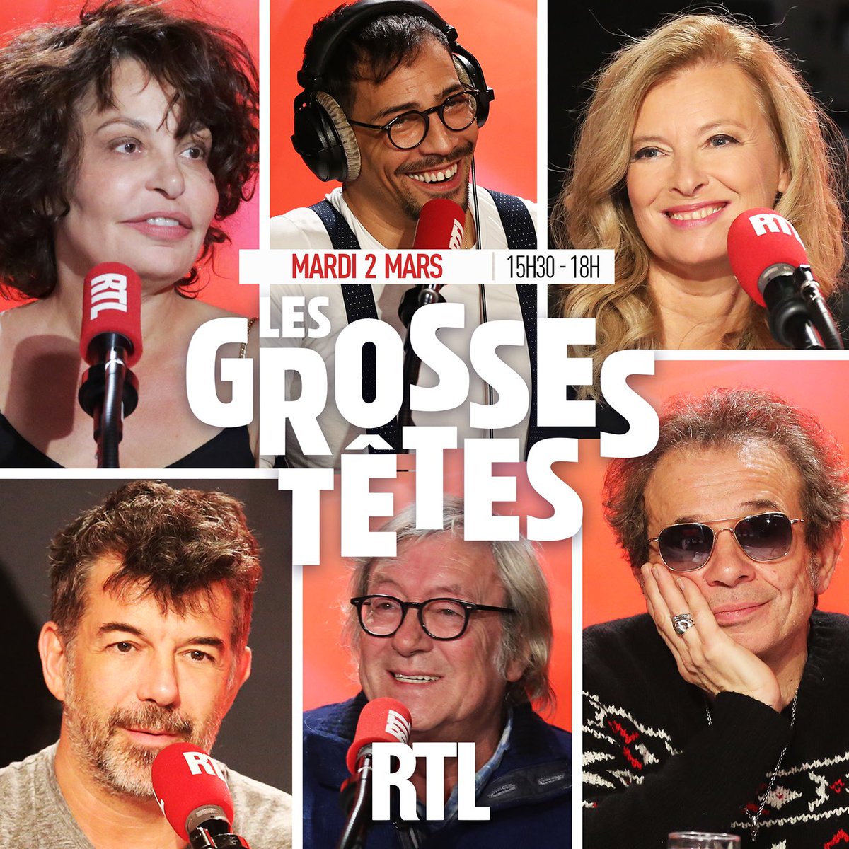 🎸⚜️💦☺️🎙 Bonjour à tous ! Découvrez #LesGrossesTêtes de ce mardi #2mars ‼ Autour de @ruquierofficiel aujourd'hui : @IsaMergault, @steevy_boulay, @valtrier, #StéphanePlaza, #JeanJacquesPeroni, #PhilippeManoeuvre 😉👌 Rendez-vous à 15h30 sur @RTLFrance ! ⏰