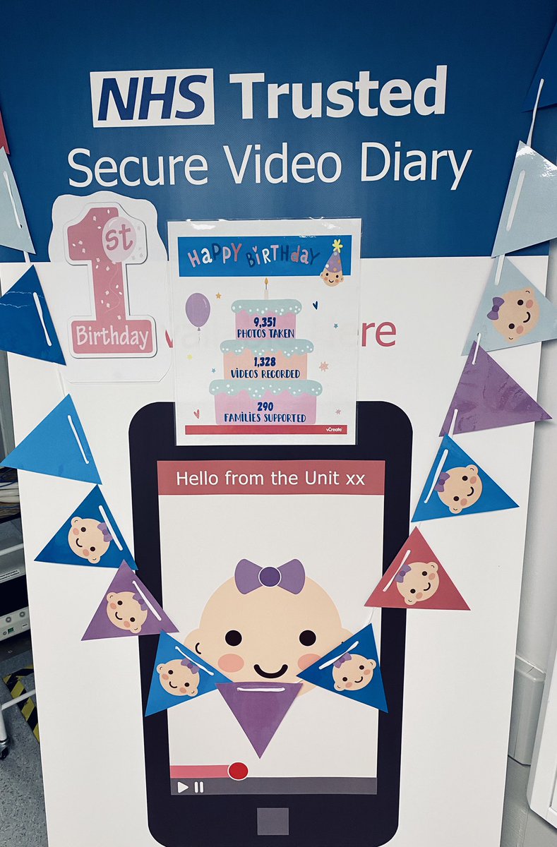 MaggieHunt19's tweet photo. Celebrating our first birthday this week of @vCreateNeonatal on our Neonatal Unit in Brighton @BSUH_NHS ❤️ What a life line this has been for our parents during this pandemic ❤️ connecting over 300 families with their babies! #technologyforthewin https://t.co/jdzctsABub