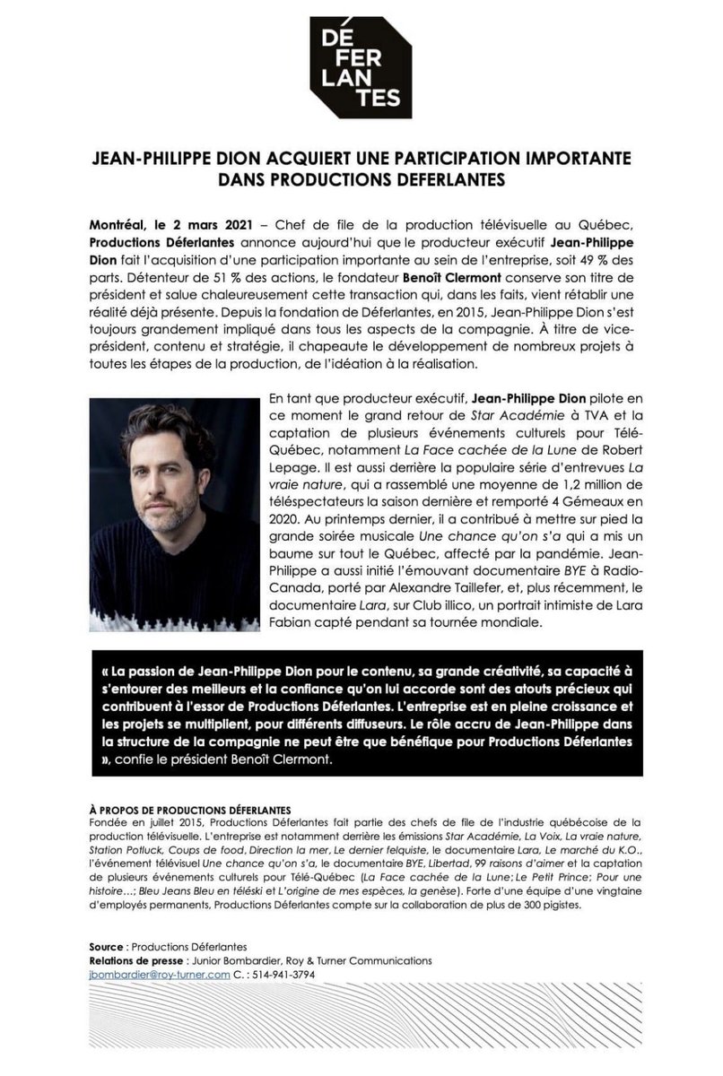 JPhilippeDion's tweet photo. Me voilà copropriétaire de @ProdDeferlantes ! https://t.co/LMz0ckJW75