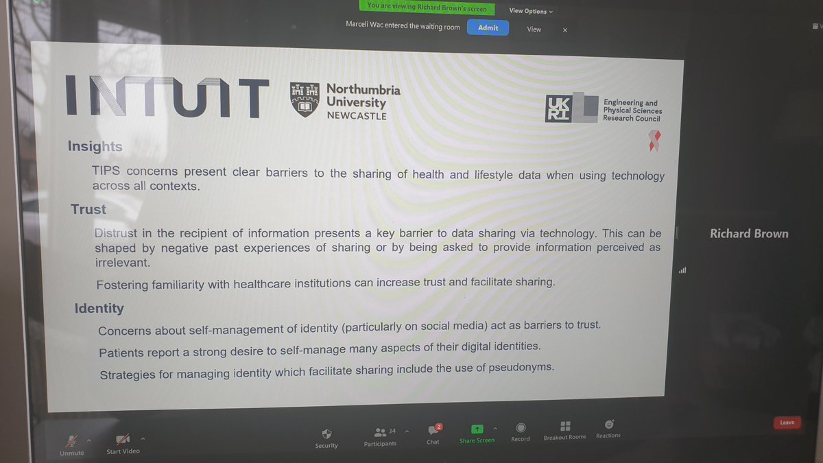 INTUIT_project's tweet image. There are similar trust, identity, privacy and security concerns among others with other stigmatised long-term health conditions (non-HIV) - Richard Brown (Northumbria University) #INTUIT_project