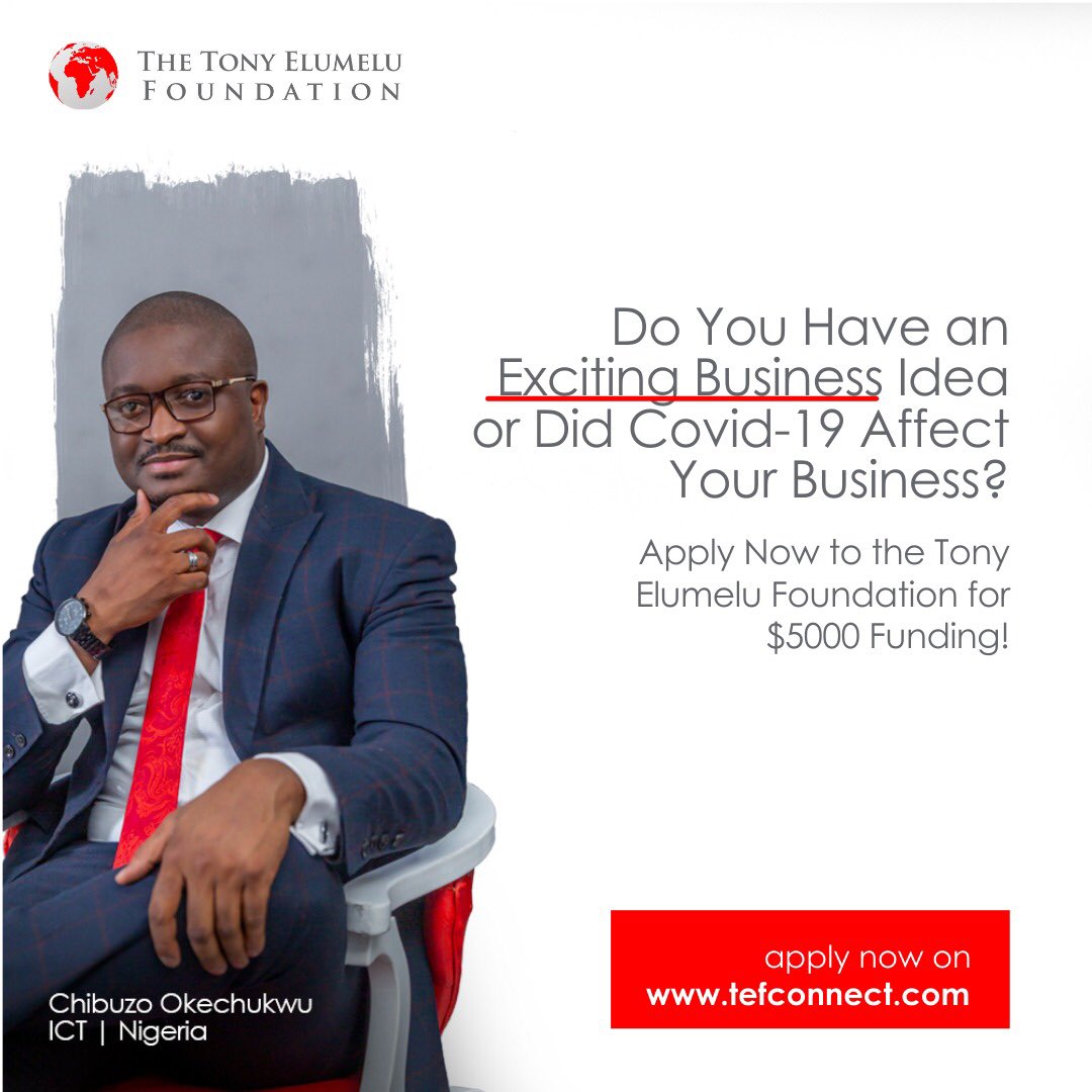 PulseNigeria247's tweet photo. Calling all entrepreneurs in #Nigeria! Apply NOW on https://t.co/erSzdH45Wv to the TEF Entrepreneurship Programme for $5000 funding, business training, mentorship, and access to networking opportunities!
Don't miss this life-changing opportunity!

@TonyElumeluFDN https://t.co/S1OdQbak8Q