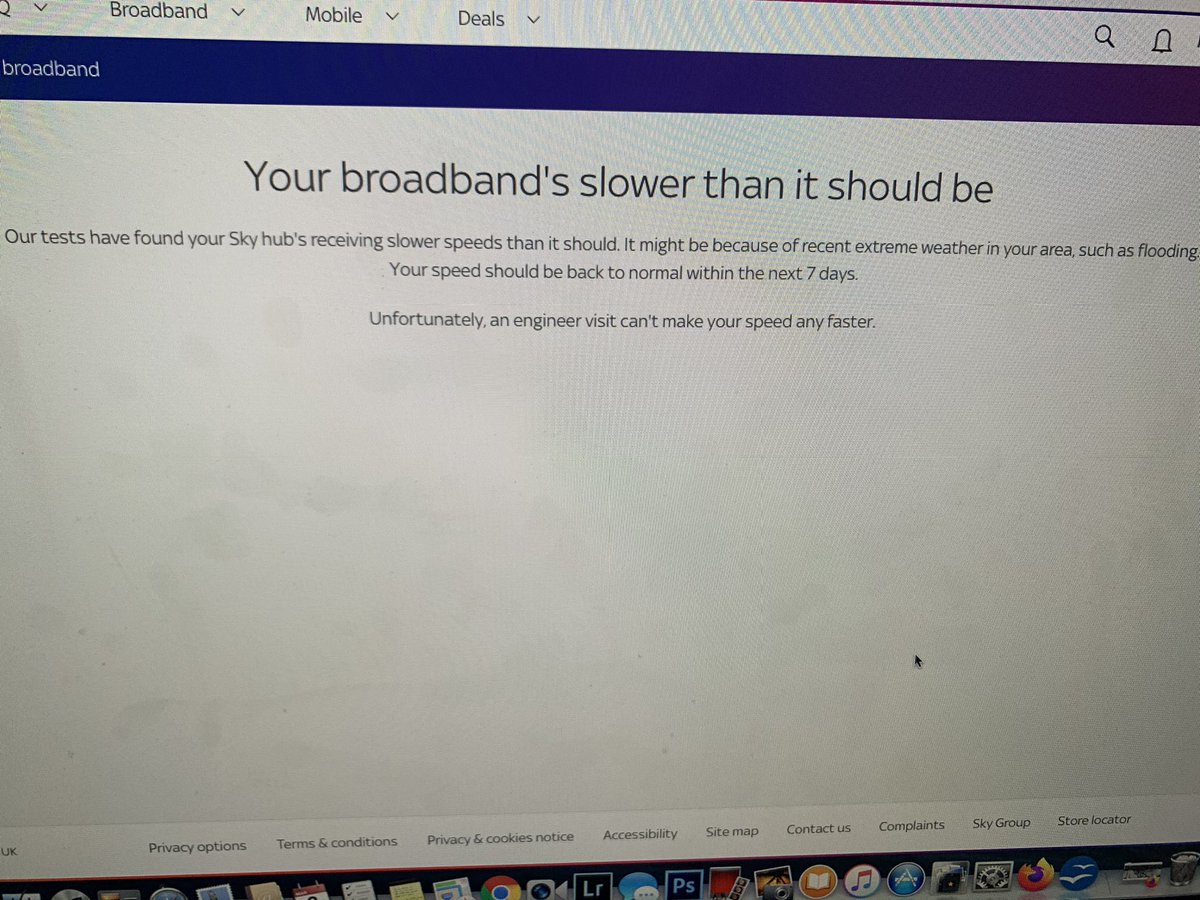 dub_rent's tweet photo. @SkyHelpTeam Extreame weather? It has been clear and sunny for over a week...no flooding or high winds at all. We pay for super fast and skyQ and not receiving the service we pay for...and now you the cheek of increasing the price???? https://t.co/bnkaHPdYTS