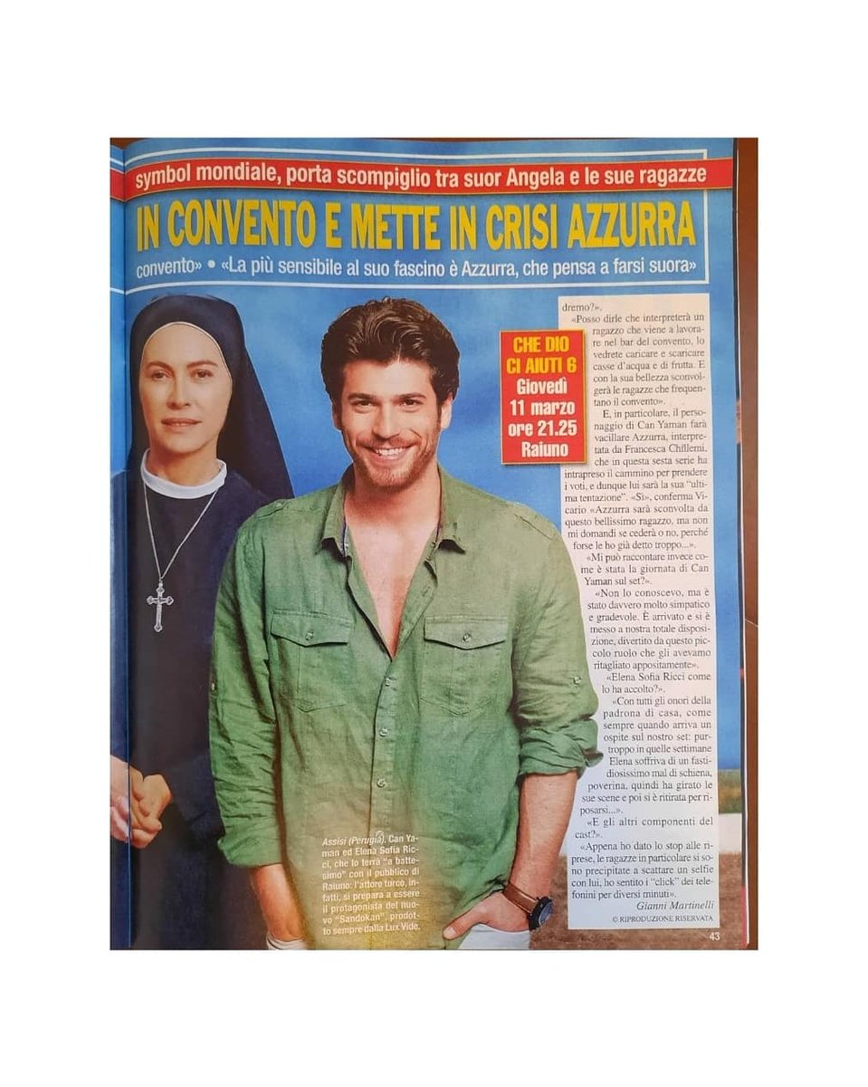 vibes_bycris's tweet photo. 🆕 in the italian 🇮🇹 press 🗞️📰 #dipiutv
#CanYaman
#CheDioCiAiuti6 https://t.co/KAyqHaY0yL