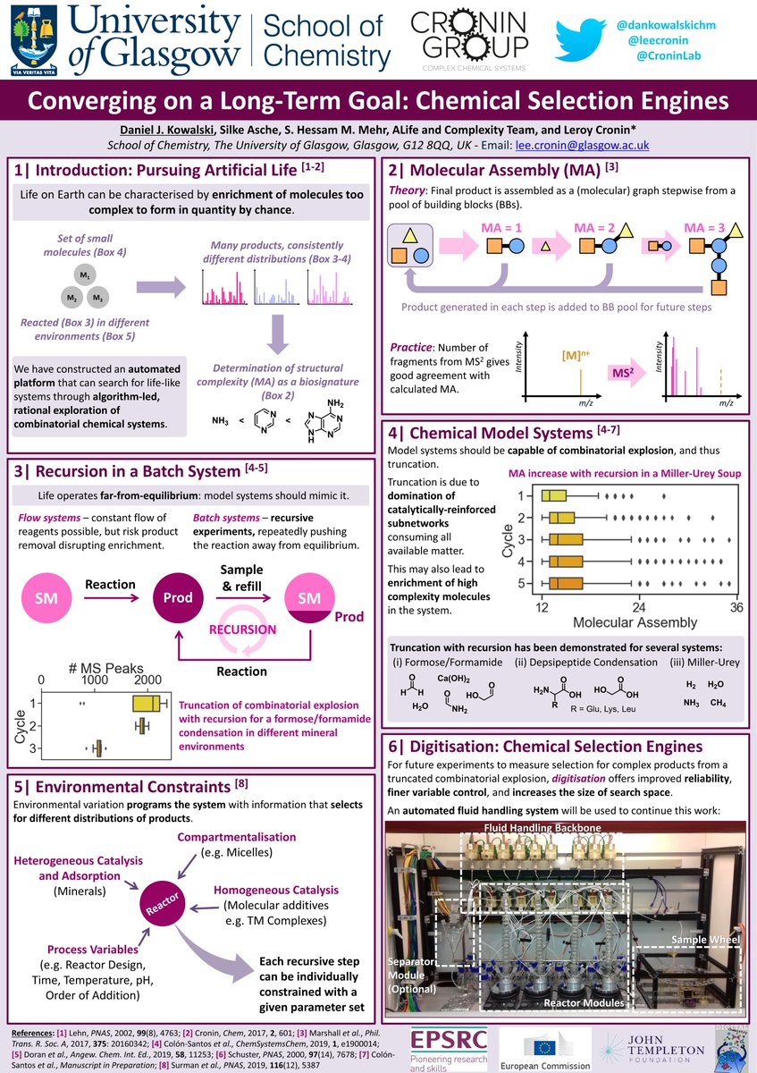 Very excited to be taking part in another #RSCPoster conference with the ALife team at <a href="/CroninLab/">CroninLab</a> <a href="/UofGChem/">School of Chemistry, University of Glasgow</a> showcasing our long-term interdisciplinary experiments! Thanks to the team and Co-Authors! #RSCChemBio #RSCNano #RSCOrg #RSCEng