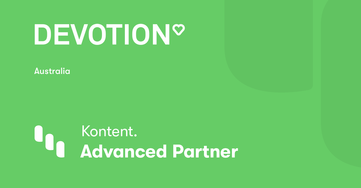 Kontent_ai's tweet photo. Our Partner @DevotionSydney has moved on to the Advanced Level! 👍 This full-service digital agency creates online solutions and engaging digital experiences that solve real-world problems, be they large or small 🚀 Their profile: https://t.co/NuQmQnum42 #KontentPartners https://t.co/1S2dZbN817