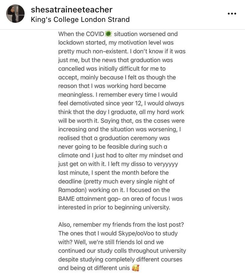 Maleka_SM's tweet photo. 2/2 • U N I V E R S I T Y 🎓

Here’s the back story behind the degree😅 @shesatraineeteacher on IG ✨ 

https://t.co/59BU1GbwaD

#kcl #kclgrad #2020grad #university #classof2020 #impostersyndrome #university #wideningparticipation https://t.co/oF1L38PyVe