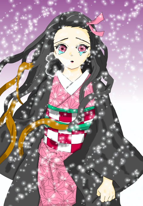 海水ポンプさんがTwitterに投稿した竈門禰豆子(鬼滅の刃)のイラスト。