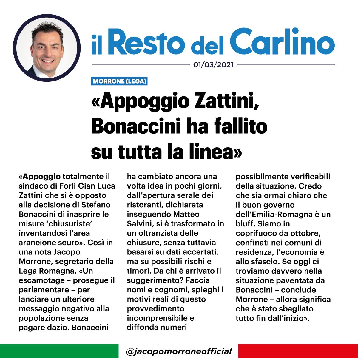lega_romagna's tweet photo. @JacopoMorrone ''Appoggio Zattini,Bonaccini ha fallito su tutta la linea''. https://t.co/Em0wqxWNi7