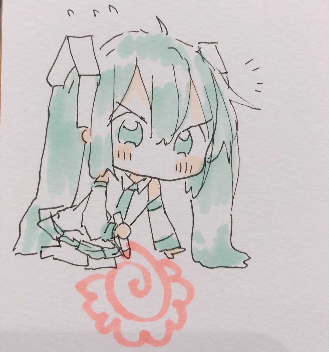 初音ミク 「きょうもよくがんばったね 」|sakiのイラスト