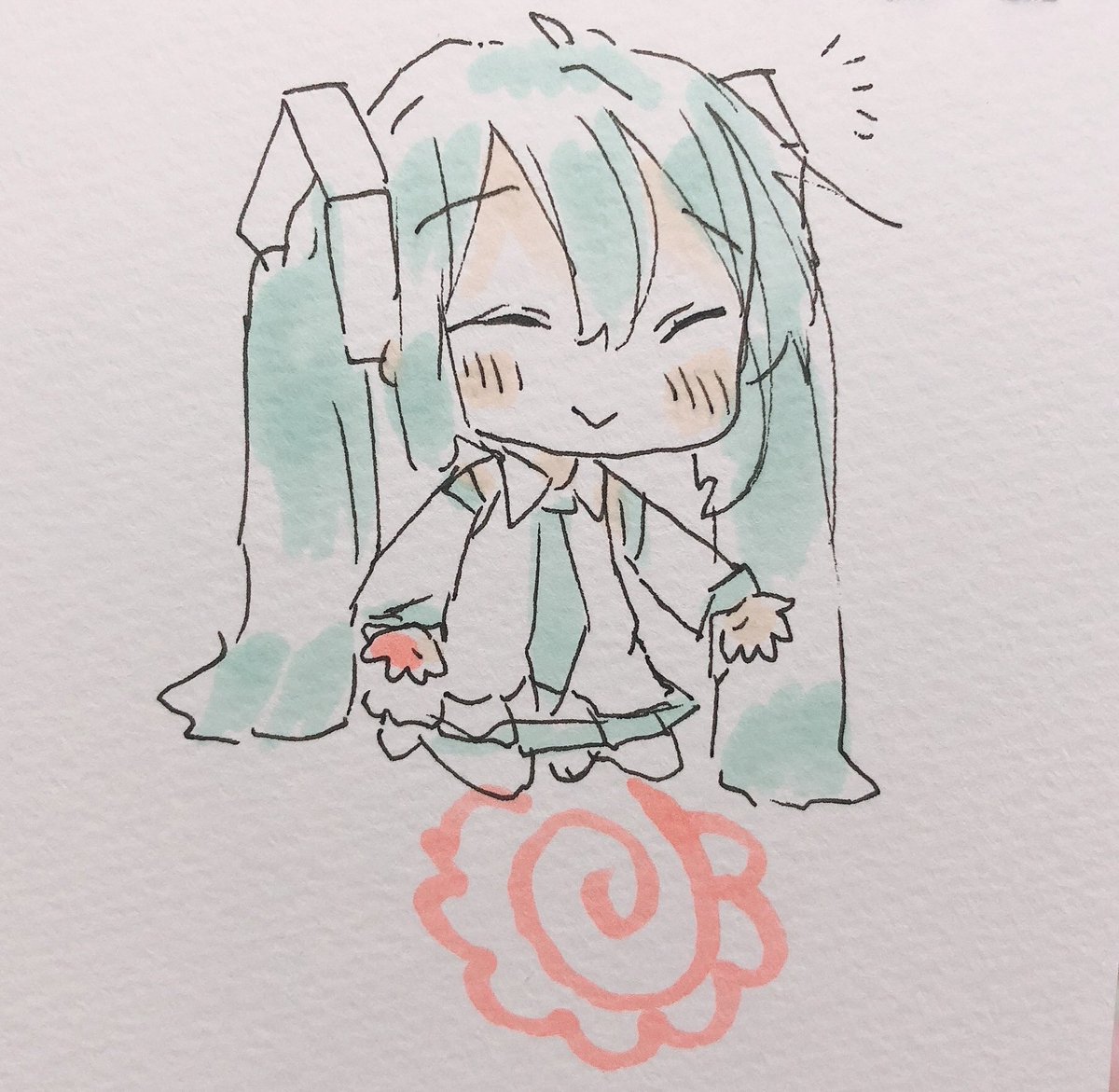 初音ミク 「きょうもよくがんばったね 」|sakiのイラスト