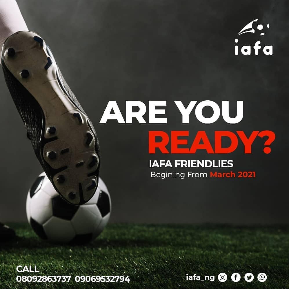 Iafa_ng's tweet photo. The Stage is set for the IAFA Friendly Tour for the 2021. Catch your favourite teams take on each other as they battle for supremacy on the IAFA Rankings. To participate send a message to Contact.Iafa.ng@gmil.com or  Call 08092863737, 09069532794 #IAFAfriendlies #IAFA2021 #IAFA https://t.co/boQzy8ktdS