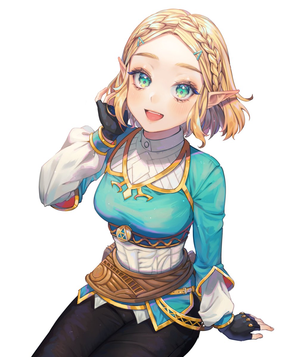 princess zelda 1girl pointy ears solo gloves braid hair ornament fingerless gloves  illustration images