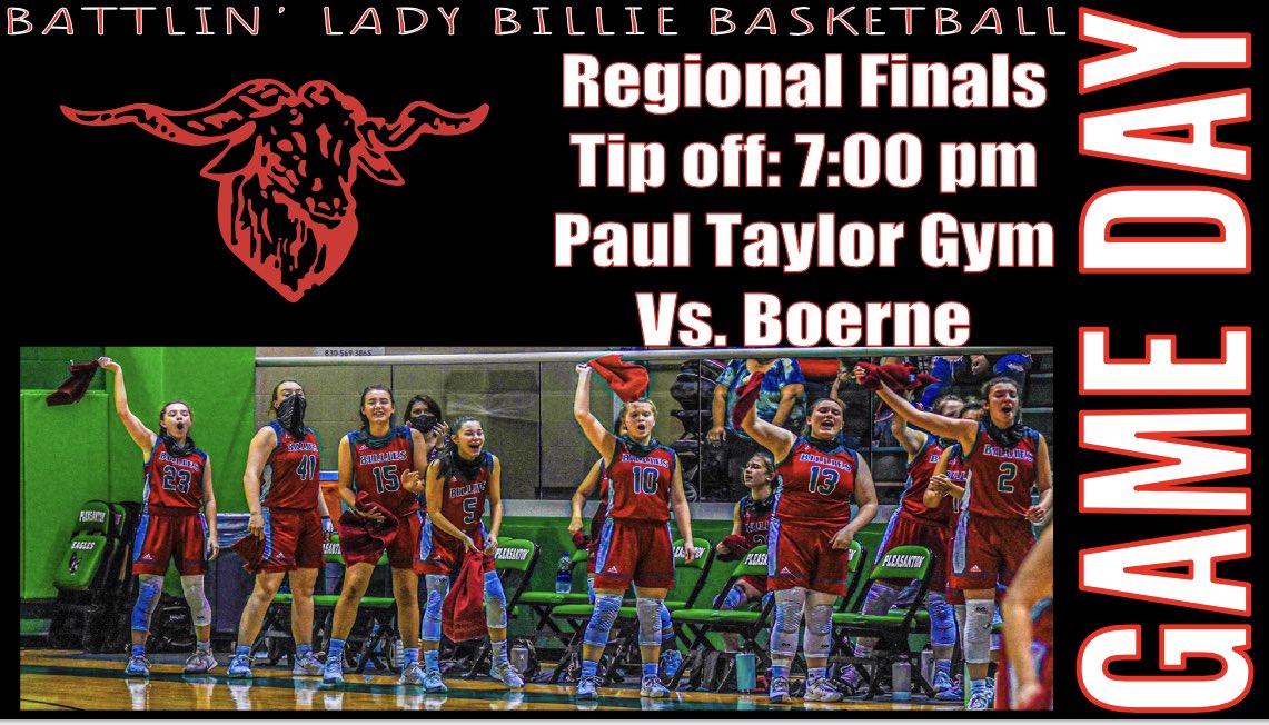 LadyBillieBball's tweet photo. Game Day vs. Boerne at Paul Taylor Fieldhouse @7pm!  Come out and support your Battlin’ Lady Billies!  #Rise&amp;Grind #RedKingdom #Believeittowinit https://t.co/XOLCKwqpsd