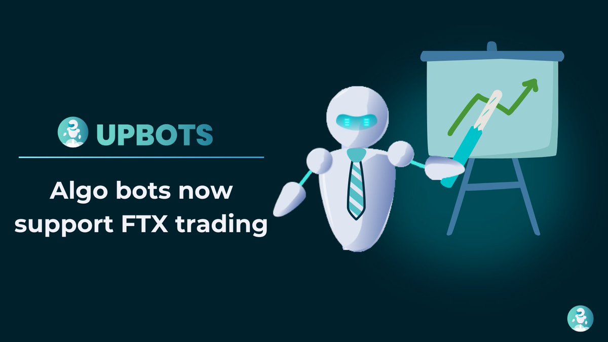 UpBots's tweet photo. FTX meet algo bots. Algo bots meet FTX.🤝 

Our algo bots now support trading on the @FTX_Official exchange.🦾 Learn more about the bot’s newest crypto exchange friend here.🤖❤️ https://t.co/tkkJlw1ma9 https://t.co/h3ZPZwyIVF