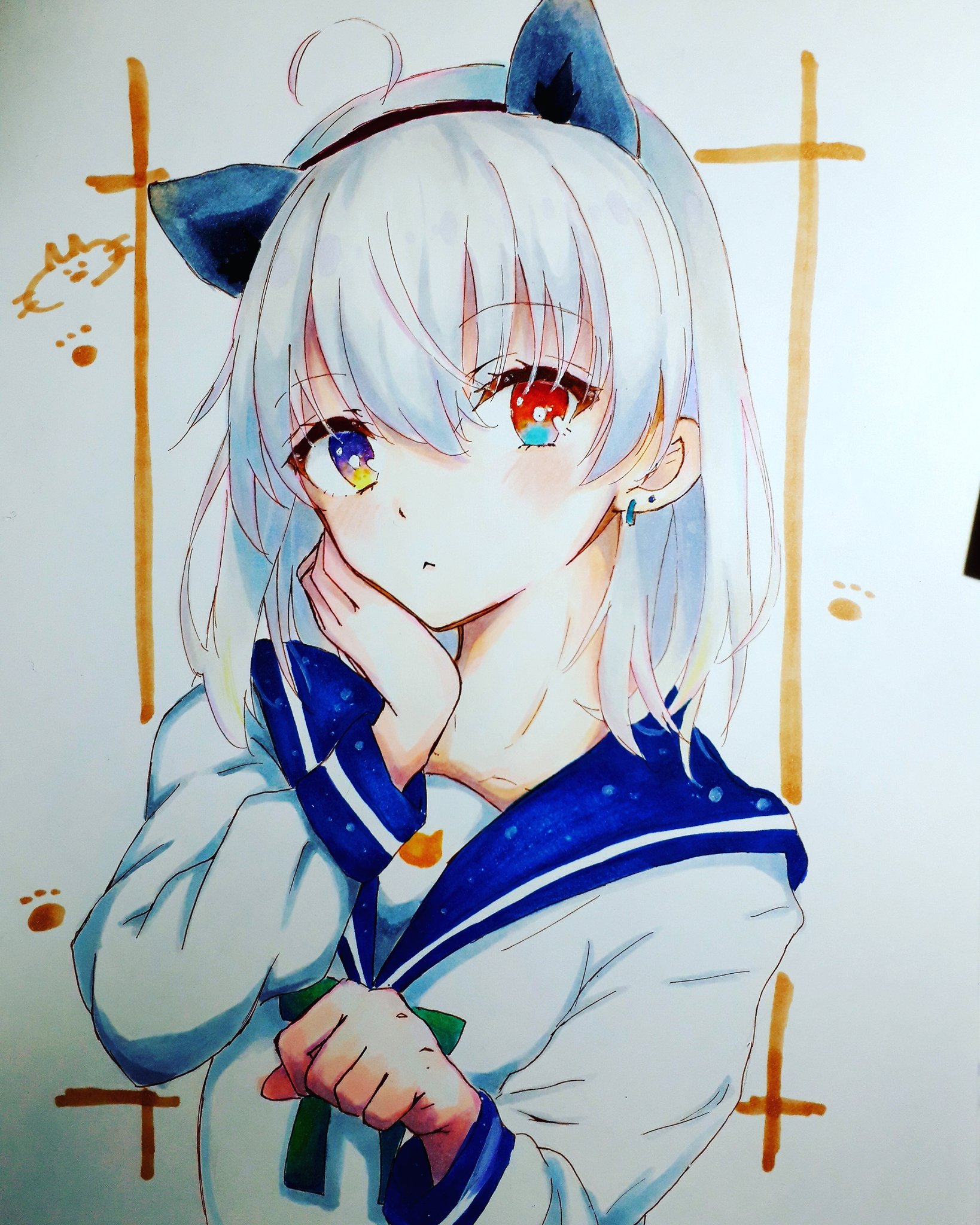 メア　パンダ耳　女の子　手描きイラスト　オリジナル チャイナドレスを着たパンダ耳の女の子が見たいのだ!! パンダ