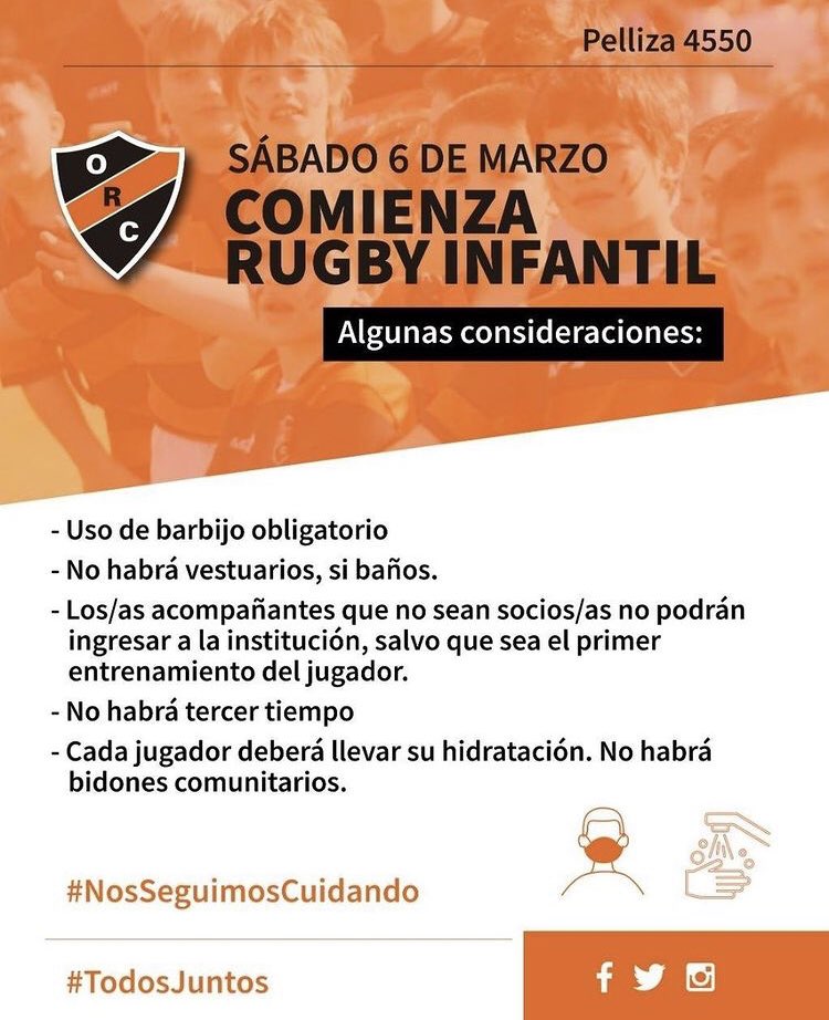 Este sábado los más chicos vuelven al club. Vení a conocer a tus amigos de toda la vida! #RugbyInfantil #VamosOlivos #TodosJuntos #NosSeguimosCuidando