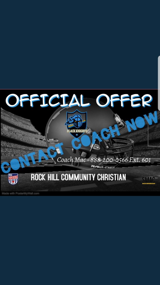Blessed to receive my 4th offer from Rock Hill Community Christian 
#GoKnights @goccathletics @haywoodtomcats @CoachSmithHHS @CoachP_HHS @ACRebstock