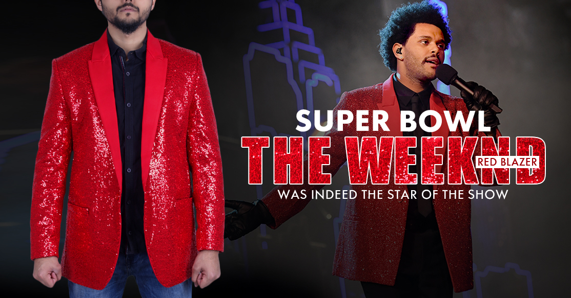 Justamericanjackets on X: Super Bowl The Weeknd Red Blazer Was