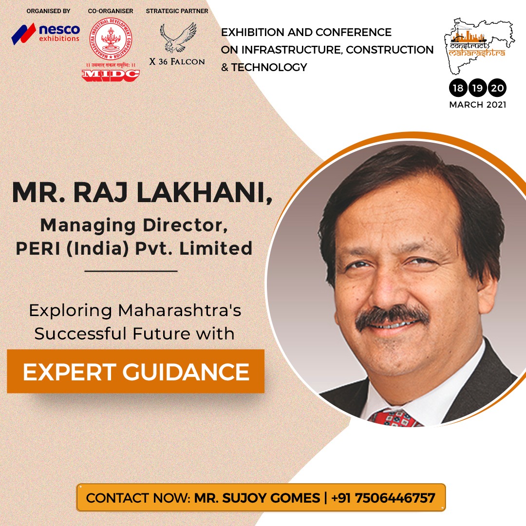 ConstructMahar1's tweet photo. (1) We at Construct Maharashtra are glad to have received expert guidance from the members of our Advisory Board:
 • Mr. Raj Lakhani, Managing Director, @PERIgroup (India) Pvt. Limited

Those interested can attend the Construct Maharashtra Webinar on the 18th of March. https://t.co/qDekPuYZ9t