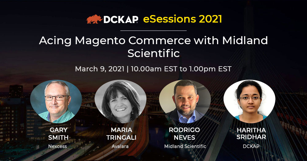 DCKAP's tweet photo. Join us on the journey of @midlandsci as we helped them create an online presence on @magento with the help of @nexcess, @avalara and @dckap_cloras.
Panel:
@garyLNsmith
@Maria_tringali
Rodrigo Neves
@chatwithharitha
To register: https://t.co/Xw7Vin2CYk
#dckapesessions https://t.co/rqFMxHvpaa