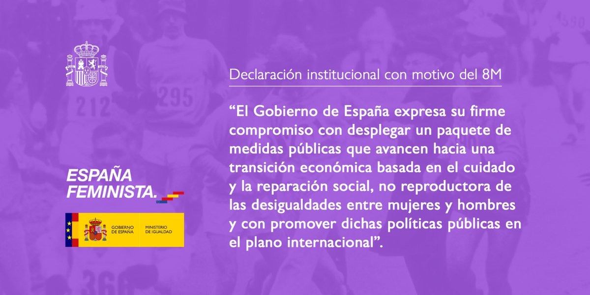 El Gobierno expresa su firme compromiso con desplegar un paquete de medidas públicas para avanzar hacia la plena igualdad entre mujeres y hombres. 