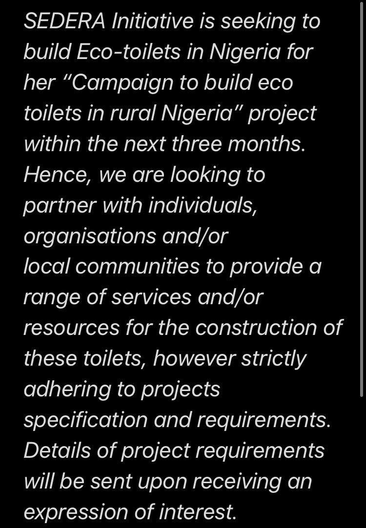 sederain's tweet photo. Eco Toilets for Rural Communities 
Interested parties should please send an EOI addressed to SEDERA Initiative and send it to our mail box info@sederainitiative.org https://t.co/7JLanvcLFU