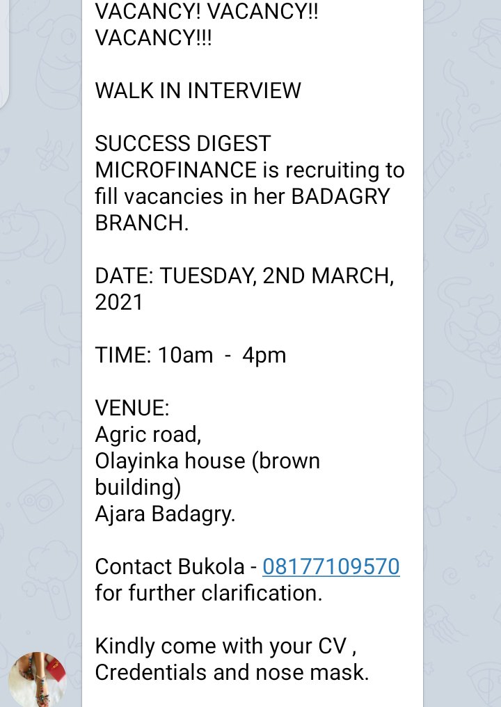 Etubaba_'s tweet photo. WALK IN INTERVIEW
MATCH IN THIS MONTH OF MARCH
TO YOUR NEXT JOB
kindly retweet someone might need this. Follow for your job update.
Hausas | Spiff | BREAKING NEWS | Sowere | #MakeMoneyWithOwlet |Burna | Obafemi Martins | #BeatDBeatz #ShopWithFuge https://t.co/PCbDOf8DXc