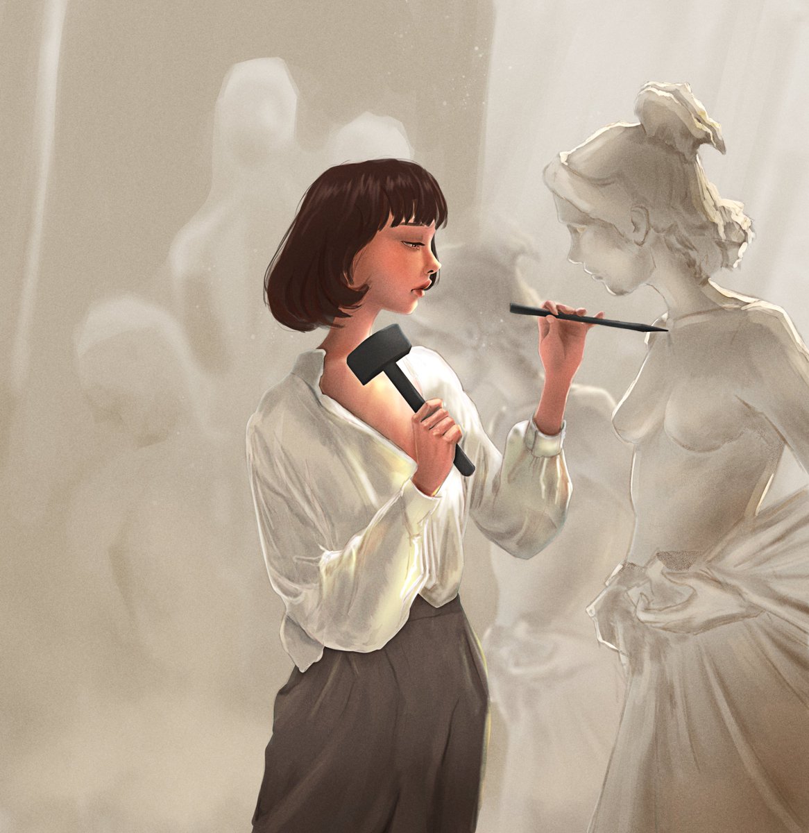 ghanimiki's tweet photo. Photostudy 😬
Reference from pinterest.
#characterdesign #drawing #sketching #design #illustration #conceptart #2D #concept #girl #digitalart #painting #dailyart #instaart #art #doodle #wacom #intuous #arts_promoter #photostudy #sculptor @xppen @xppenpakistan @PakistaniArt https://t.co/U01t9nblu1