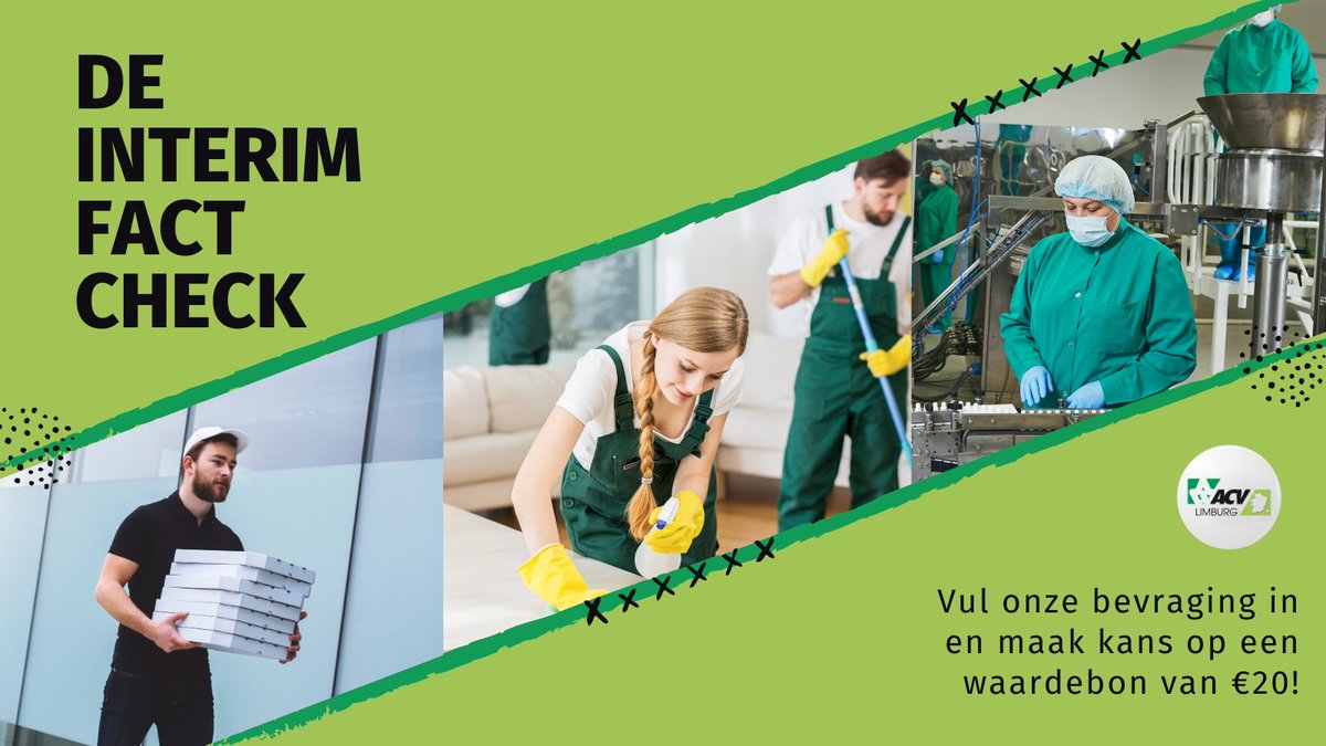 ACVLimburg's tweet photo. Werkte jij de afgelopen jaren als interimmer? Dan zijn we op zoek naar jou! Vul onze bevraging in en maak kans op één van de vijf waardebonnen. https://t.co/aYz4pOyRBN #interim #bevraging #factcheck https://t.co/tPAMrw73TP
