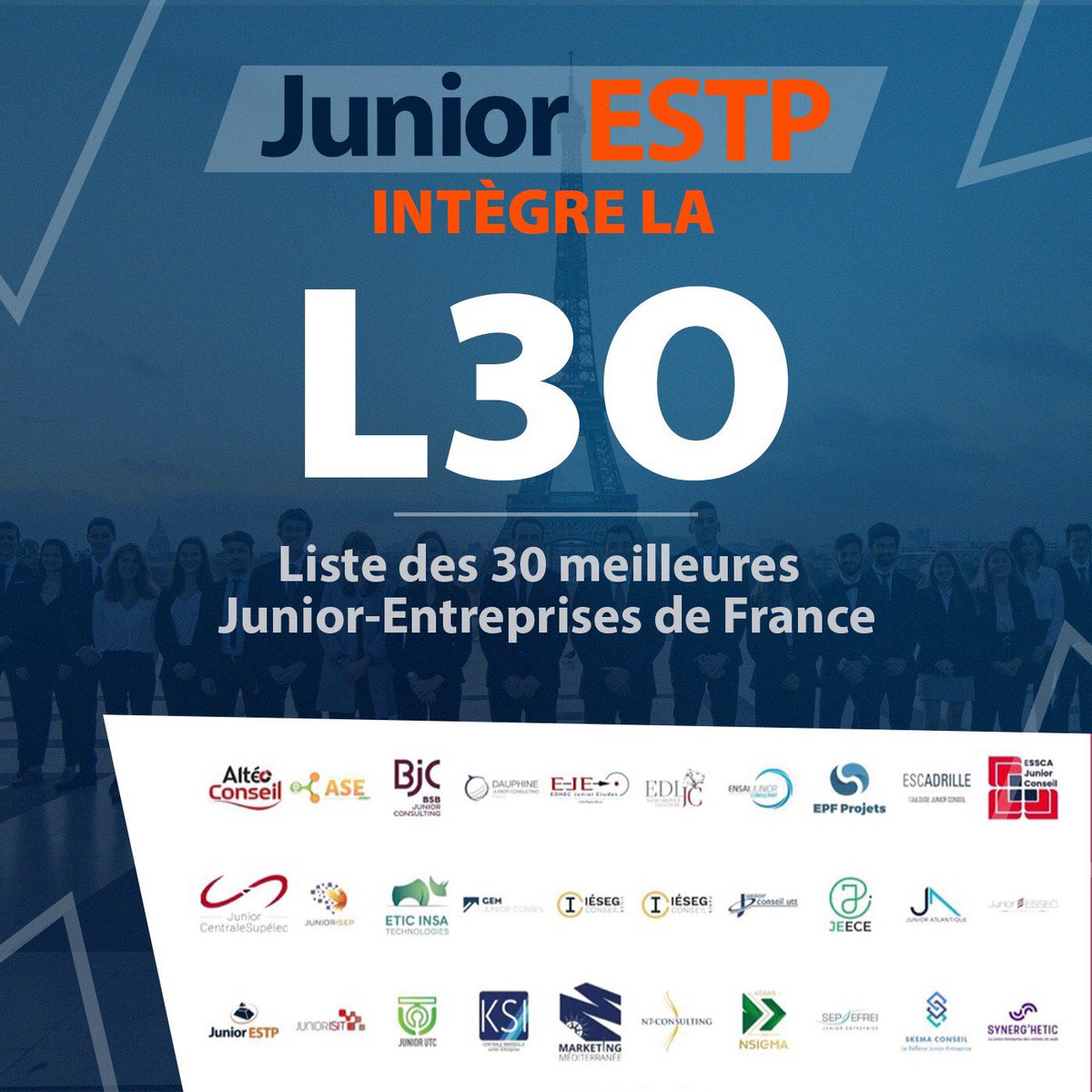 🚀Retour dans la L30🚀

Nous sommes très fiers de vous annoncer que la Junior-Entreprise de l’@estpparis fait à nouveau partie des 30 meilleures JE de France d’après la <a href="/cnje/">Junior-Entreprises</a> 🎉

Bravo à tous ceux qui ont contribué à son développement ainsi qu’aux autres J.E. 👏

#WeAreJE #L30