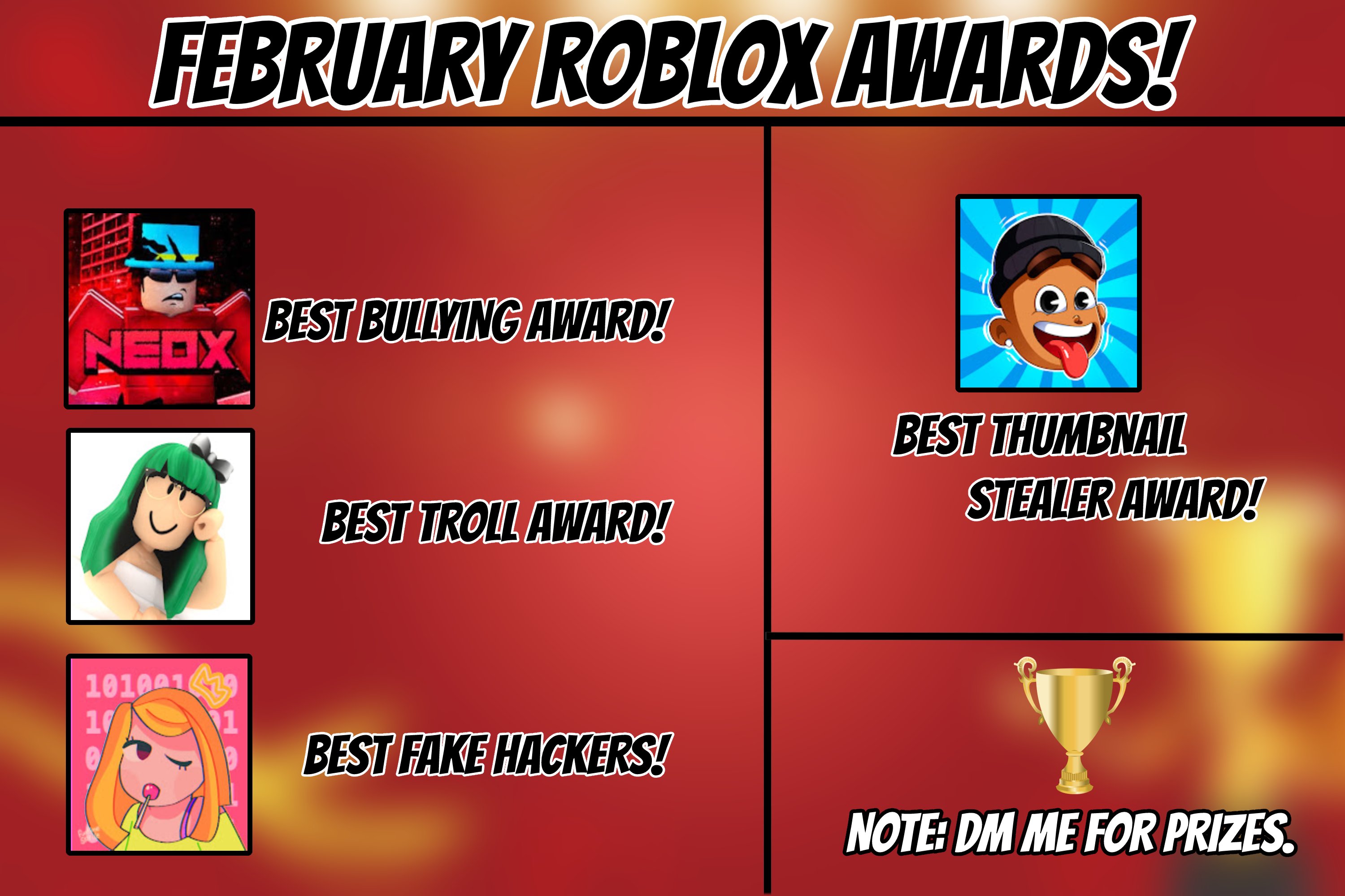 Roblox Letters On Twitter From Yt Kretin To Everyone Message February Roblox Awards Https T Co Hml4uetd9a Twitter - best roblox best troll hacks