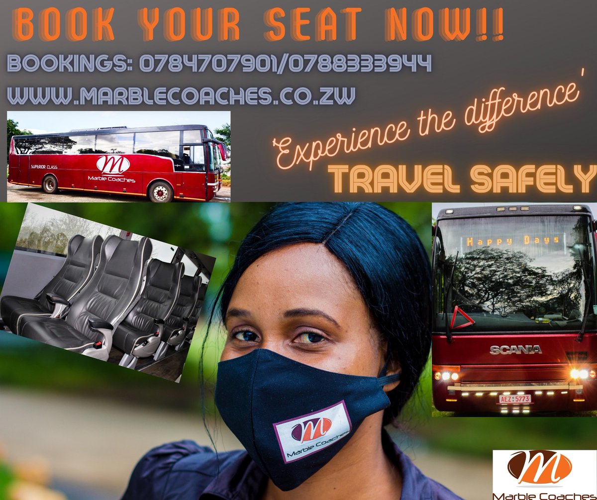MarbleCoaches's tweet photo. Service resumes on Thursday. Bookings now open, call 0784707901 &amp; 0788333944. 

Hre-Byo/Byo-Hre fare is USD20 with  a 2 piecer meal, 500ml Coca Cola/Fanta plus bottle of water. 

First class travel at economy prices 

https://t.co/LWbkLYMEHH https://t.co/BMa63bVQ5Q