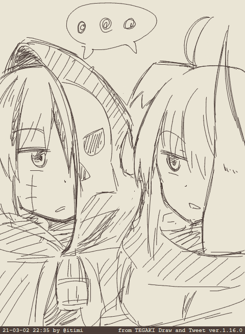 (何で顔半分隠れてんだ??) #tegaki_dt 