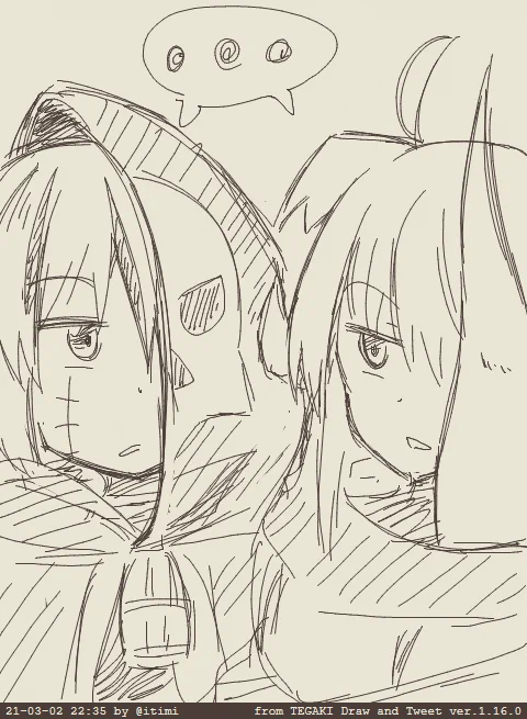 (何で顔半分隠れてんだ??) #tegaki_dt 