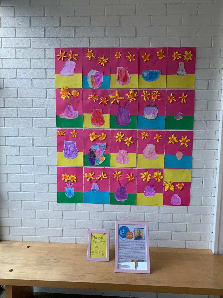 alexcollege's tweet photo. Our Junior School Art Gallery has a fresh look for Spring! Current exhibitions include Van Gogh-inspired sunflowers by KG Lower and watercolour paintings by J6 inspired by the works of Georgia O'Keeffe #CreativeAlex https://t.co/PNDW34qW7R