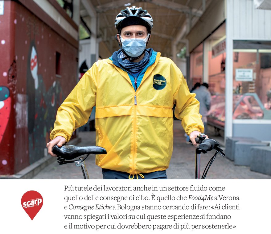 scarpdetenis's tweet photo. Su @scarpdetenis vi raccontiamo dei #riders etici 🚴 e
le esperienze che #Food4Me a Verona e #ConsegneEtiche a Bologna stanno cercando di realizzare ⬇️
#delivery https://t.co/DM4rbMvFqT