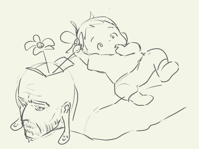 たまにじいちゃんと孫を描きたくなる 