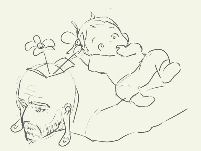 たまにじいちゃんと孫を描きたくなる 
